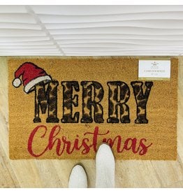 Leopard Merry Christmas Coir Doormat