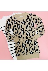 Tween Mishay Sweater Dress - Tan Leopard