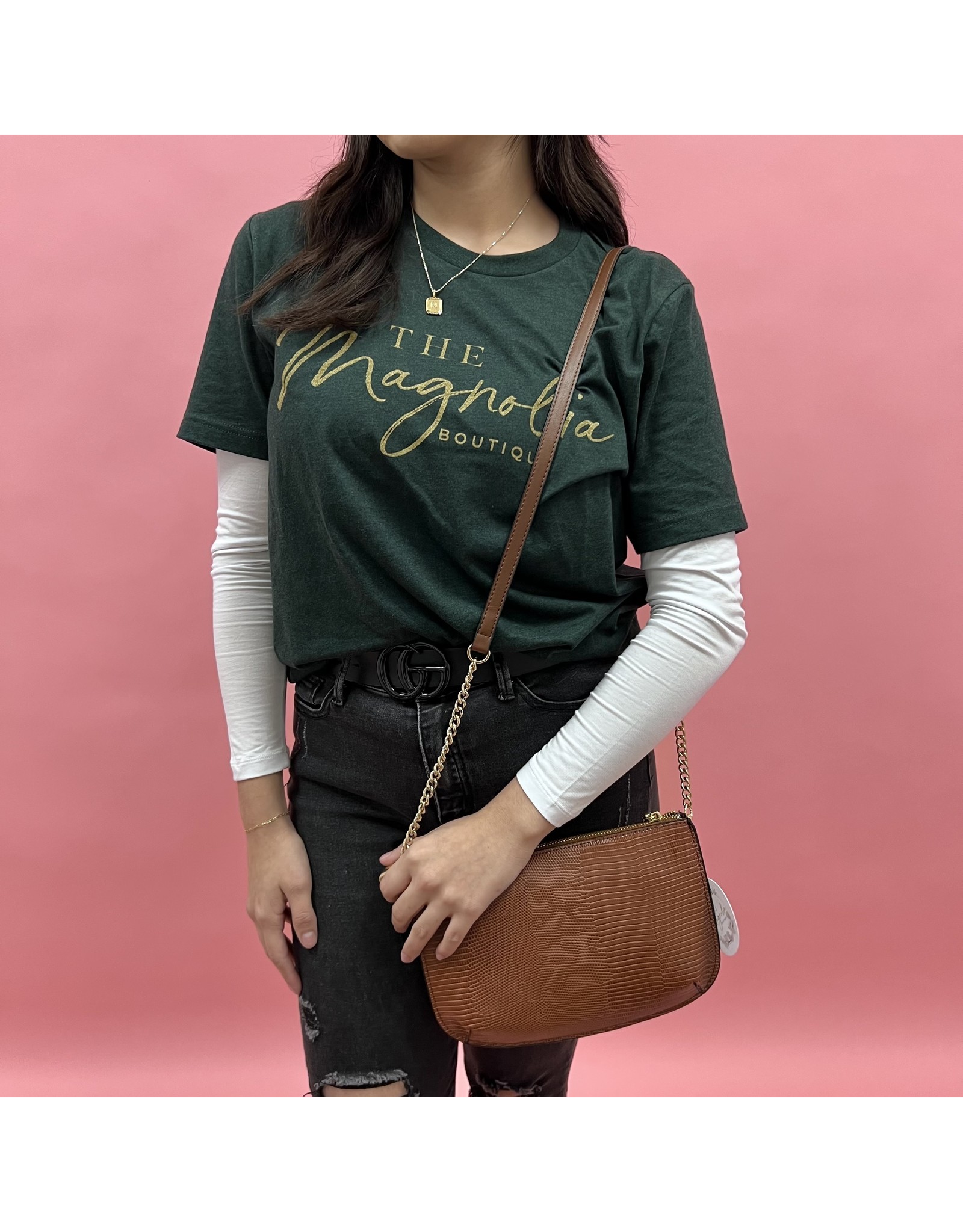 Mila Crossbody Bag Brown Lizard The Magnolia