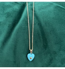Turquoise Puffy Heart Necklace