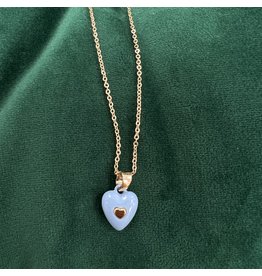 Blue Puffy Heart Necklace