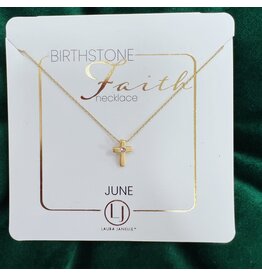 Birthstone Gold Cross Necklace