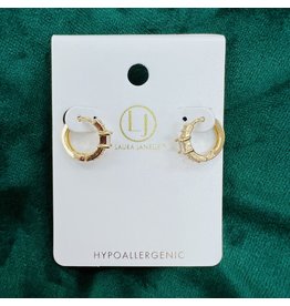 Gold Crystal Focal Hoop Earrings