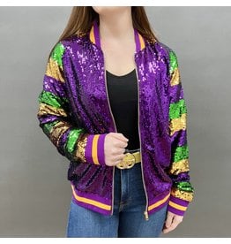 Mardi Gras Sequin Bomber Jacket Small