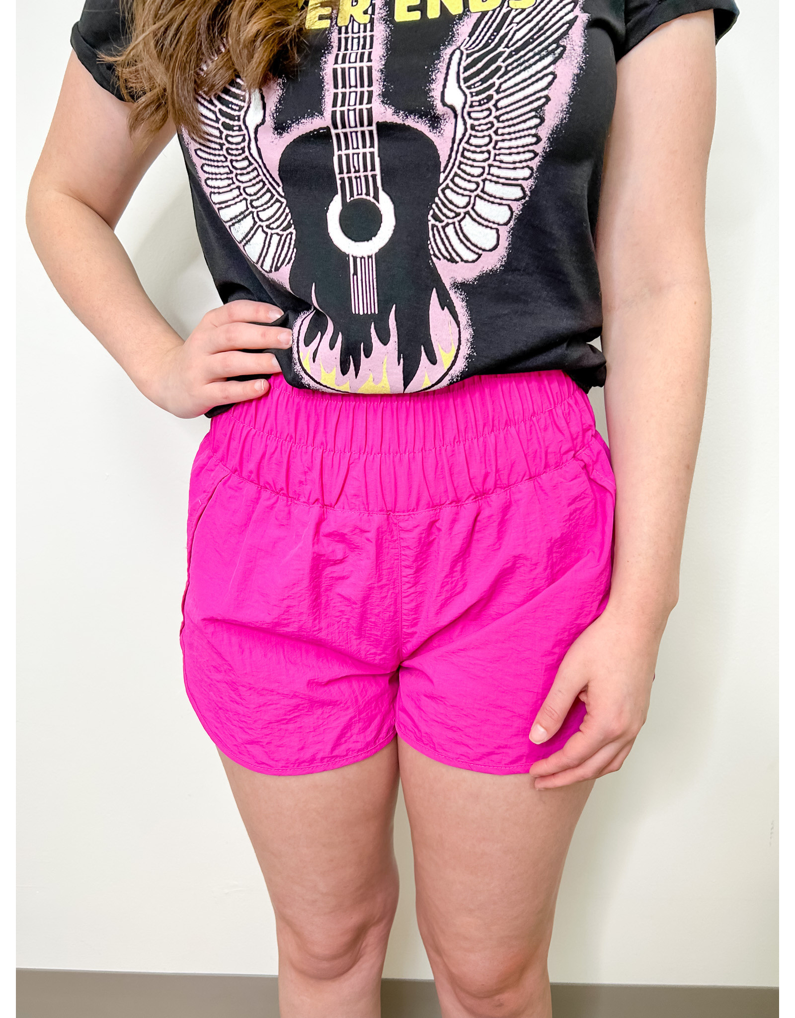 Windbreaker Shorts w/ Briefs - Neon Hot Pink