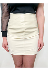 Cream Faux Leather Skirt