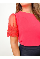 Coral Lace Sleeve Top
