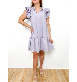 Lavender Ruffle Sleeve Tiered Dress