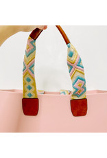 Carrie All Tote - Lt Pink w/ Teal Lt Pink Guitar Strap Handles