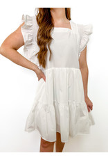 White Square Neck Tiered Dress
