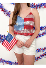 American Flag Sequin Sleeveless Top
