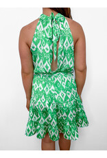 Green Print Halter Dress