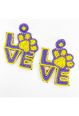 Purple Yellow Game Day Love Earrings