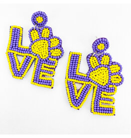Purple Yellow Game Day Love Earrings