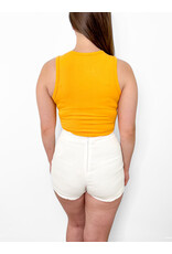 Tangerine Round Neck Sleeveless Bodysuit