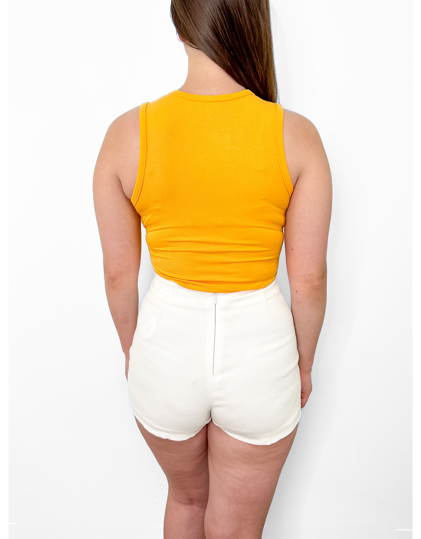 Tangerine Round Neck Sleeveless Bodysuit