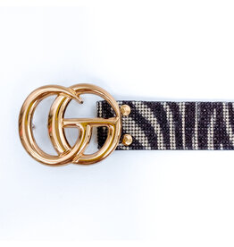 Zebra Rhinestone 1" w/ Gold GO Belt - Plus