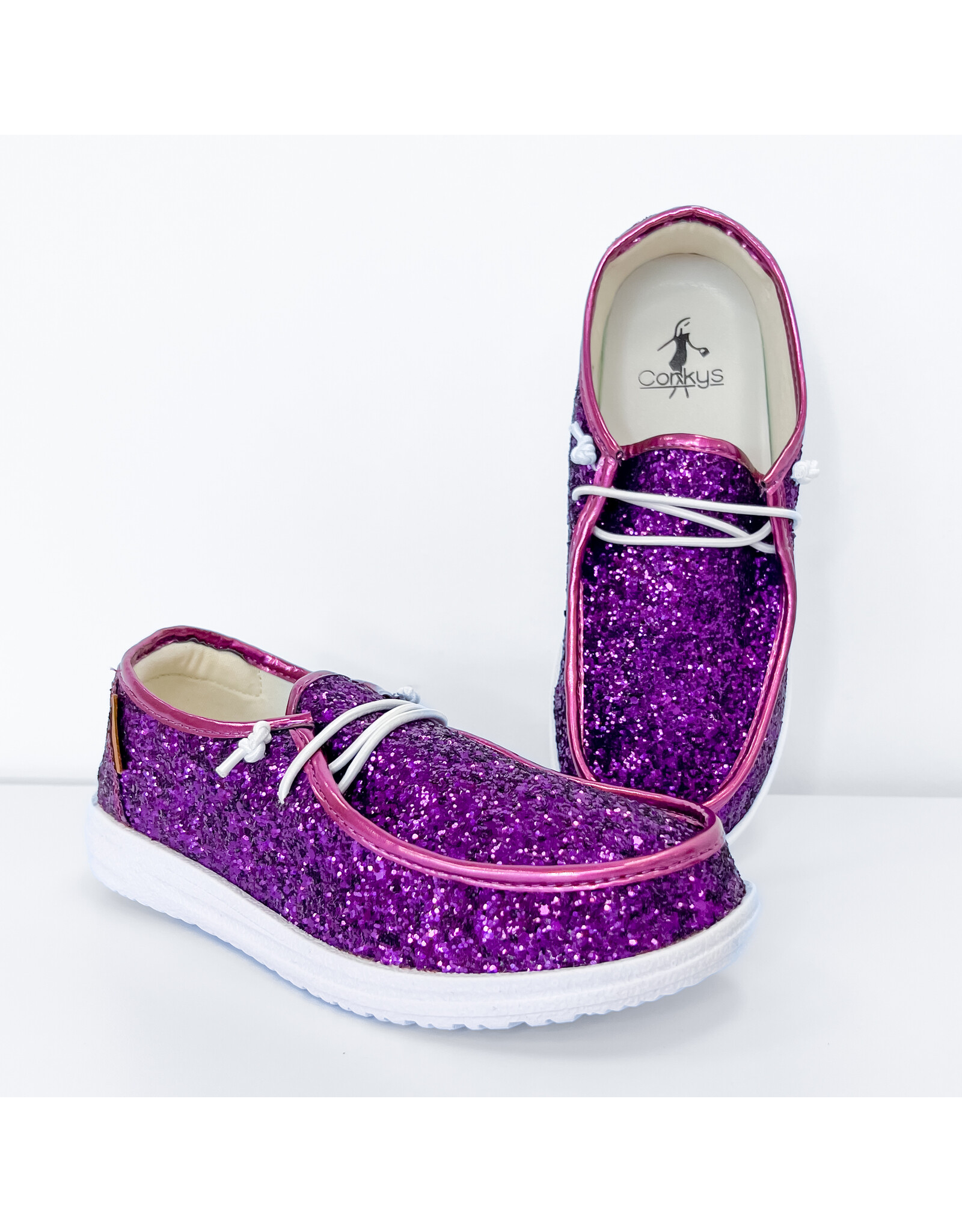 Purple Glitter Kayak Slip On Shoes