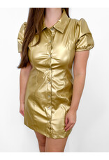 Gold Faux Leather Dress