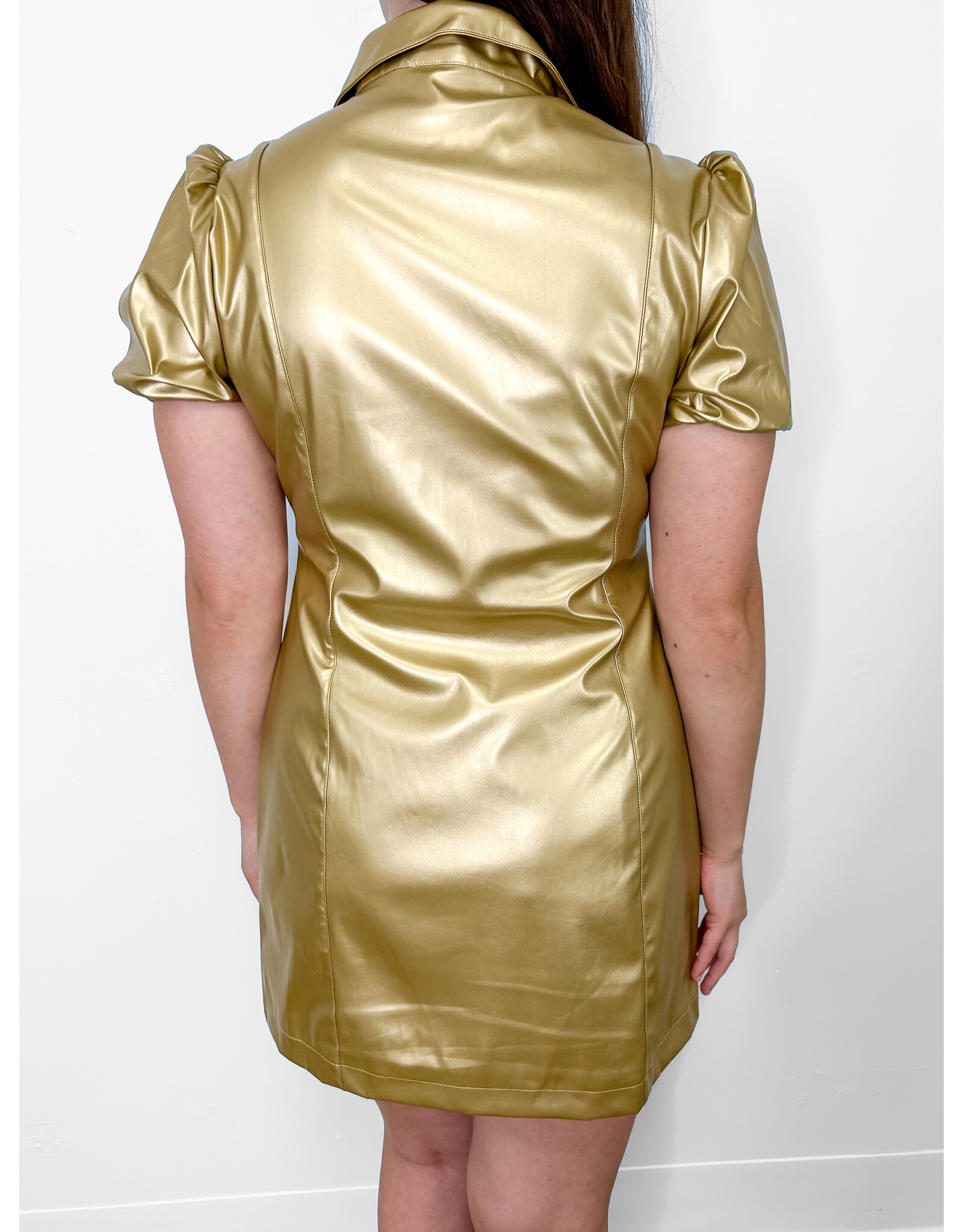 Gold Faux Leather Dress