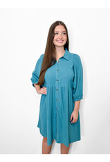 Teal Button Front Dress