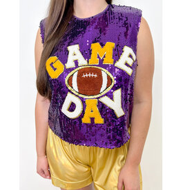 Sequin Jersey Tank, Purple & Gold