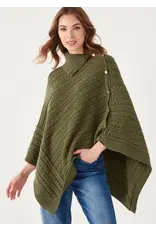 Tan Button Up Ribbed Poncho - OS