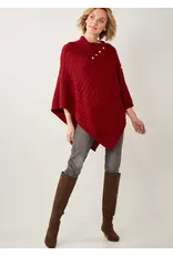 Charlie Paige Red Button Up Ribbed Poncho - OS