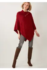 Red Button Up Ribbed Poncho - OS
