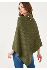 Red Button Up Ribbed Poncho - OS