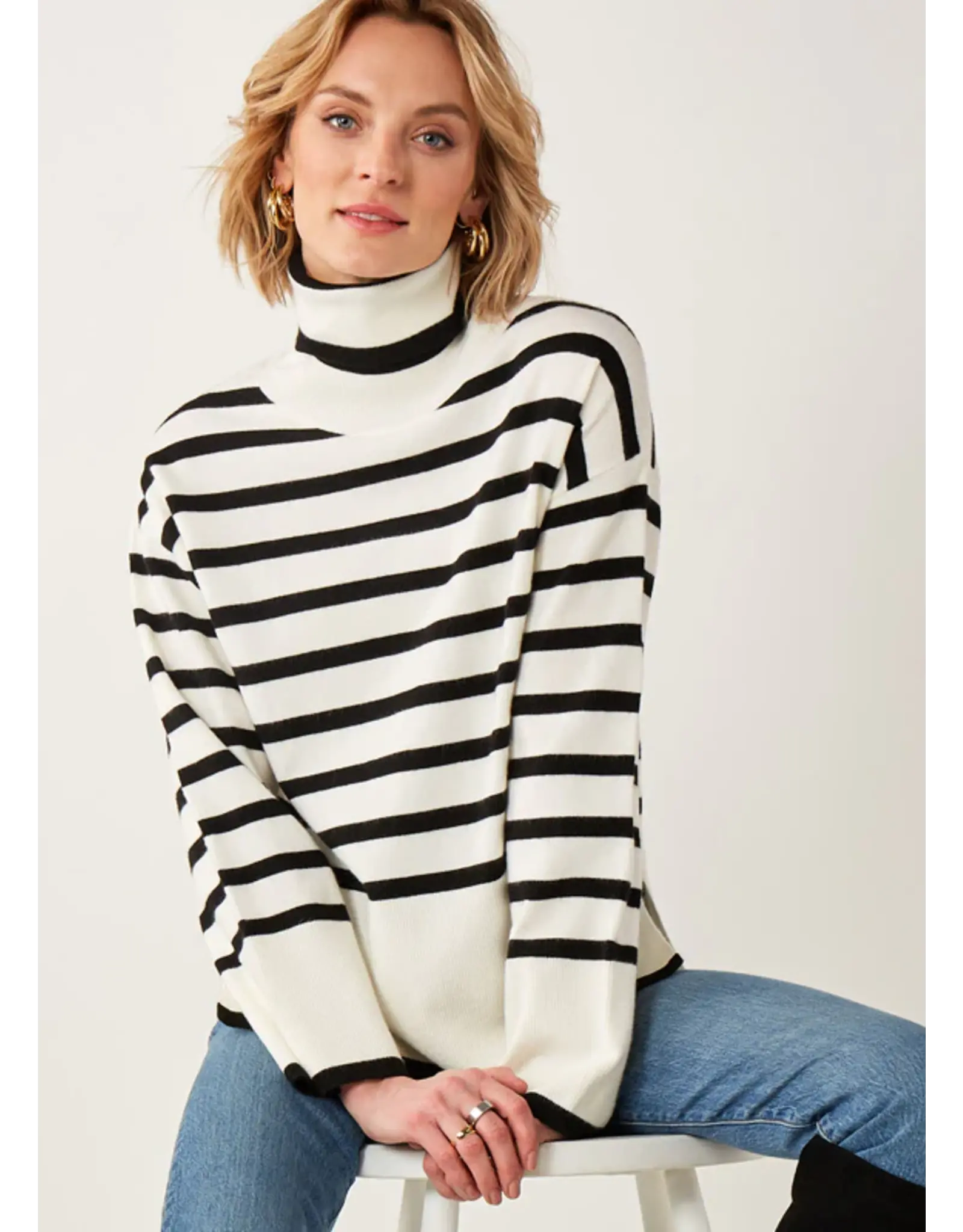 Black Stripe Crew Sweater
