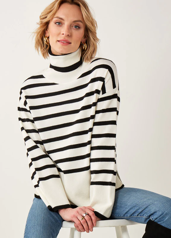Caroline Crew Sweater - Black Stripe