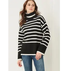 White Stripe Crew Sweater