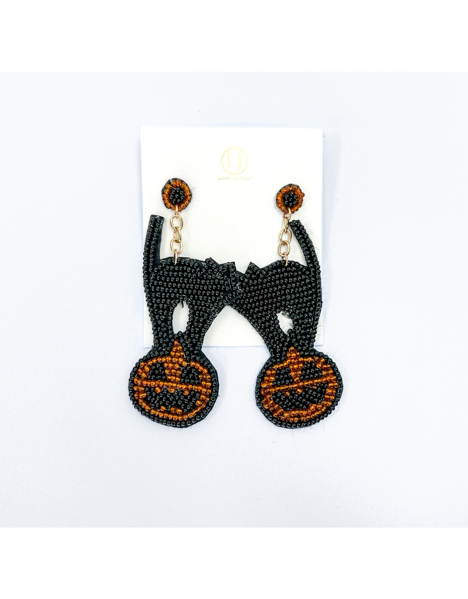 Halloween Beaded Cat/Pumpkin Earrings