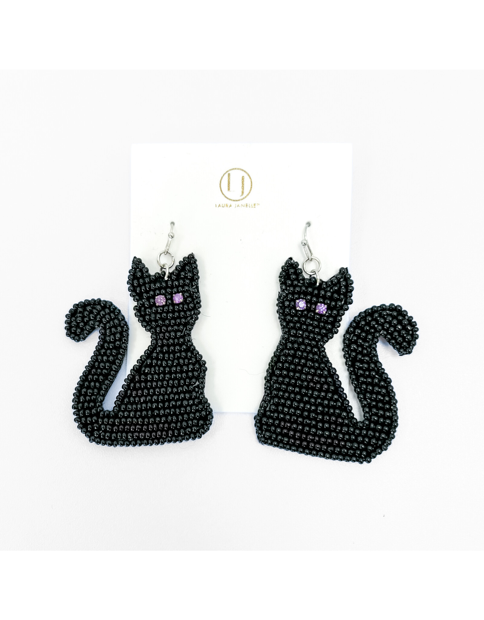 Halloween Beaded Cat Earrings