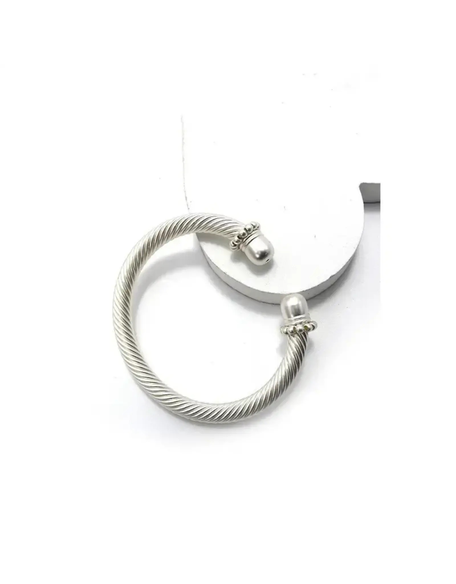 Matte Silver Cable Cuff Bracelet