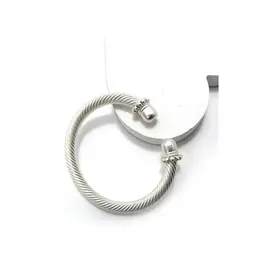 Matte Silver Cable Cuff Bracelet