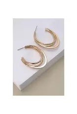 Gold Dimensional Oval Hoop Earrings