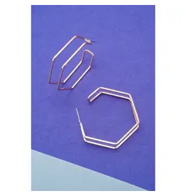 Gold Double Row Geometric Hoop Earrings