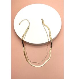 Gold Double Snake and Largo Chain Necklace