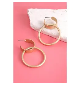 Matte Gold Double Hoop Drop Earrings