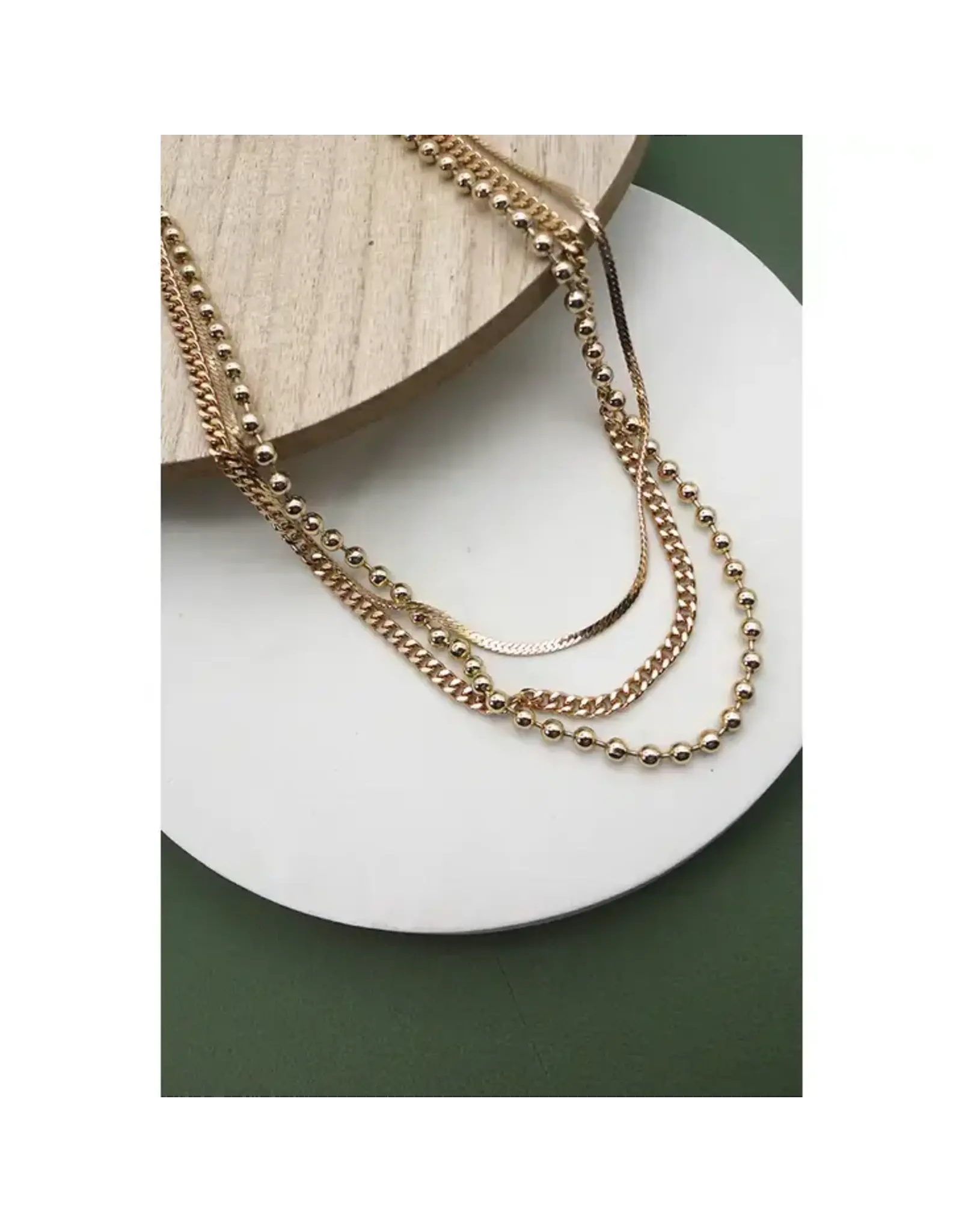 Gold Triple Layer Multi Chain Necklace