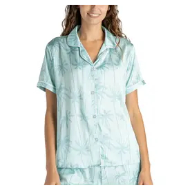 Hello Mello Satin Pajama Top - Leaf Me Alone