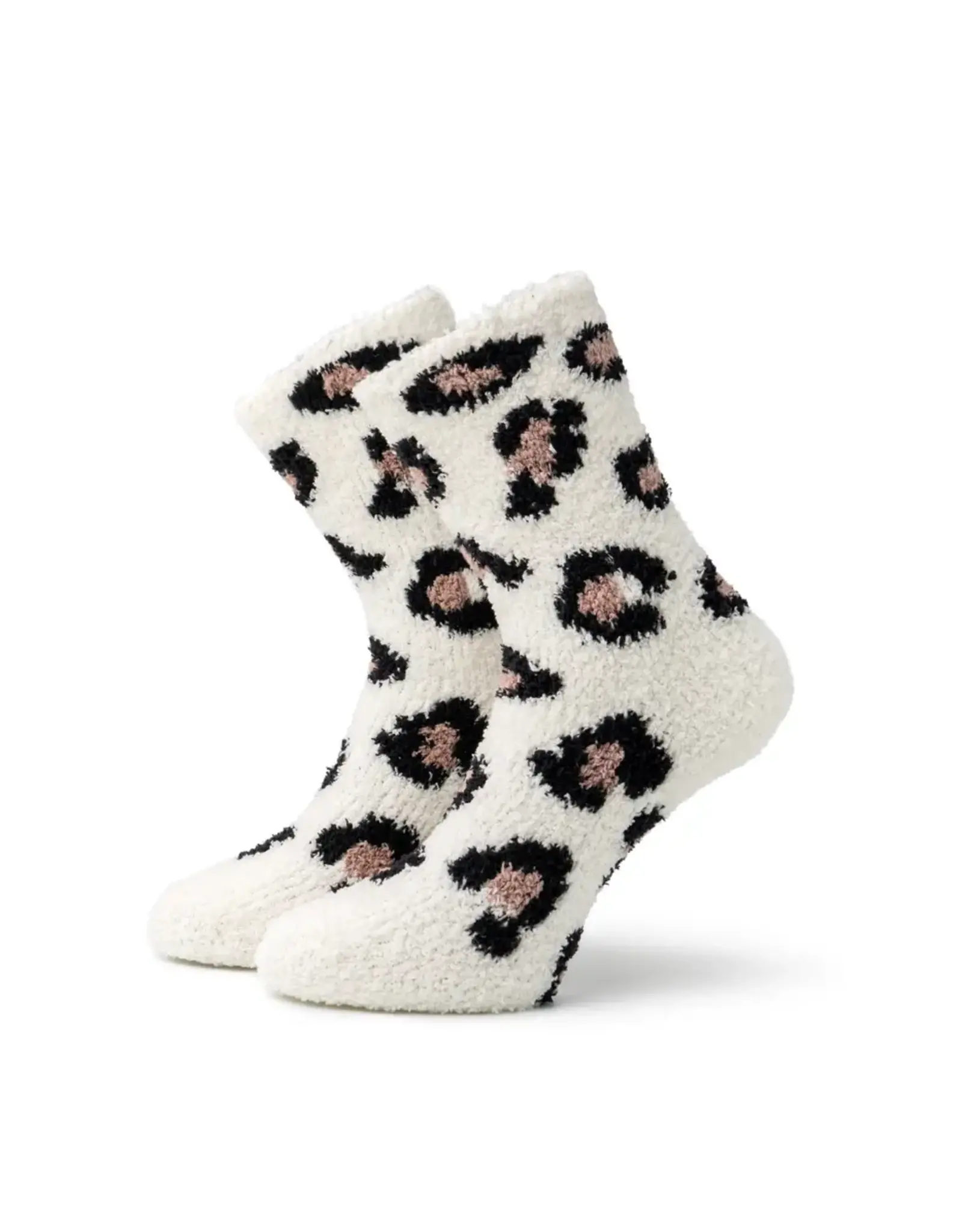Hello Mello Leopard Lounge Socks - White