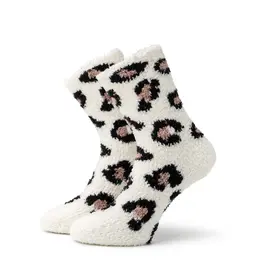 Hello Mello Leopard Lounge Socks - White