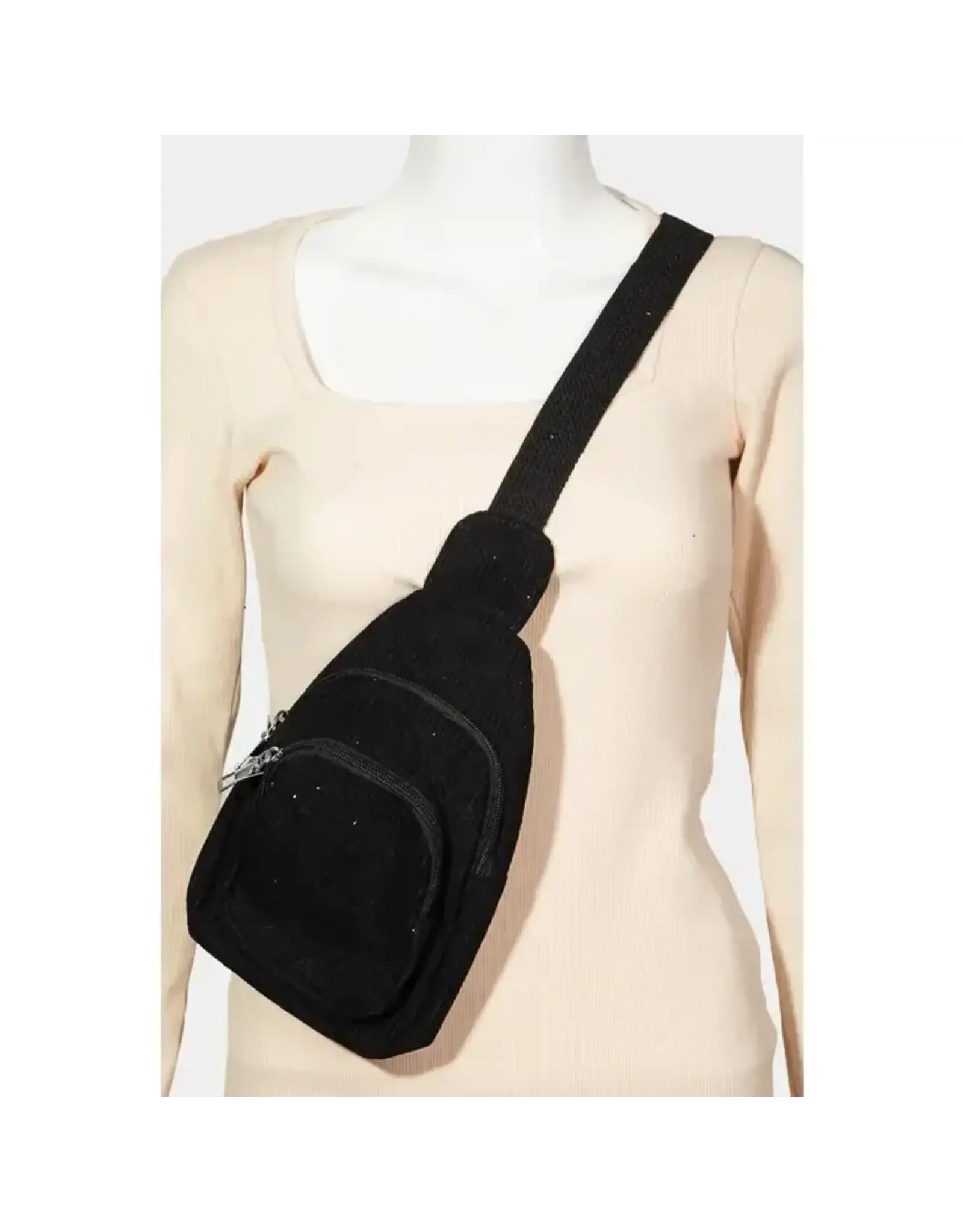 Mini Corduroy Sling Bag - Black