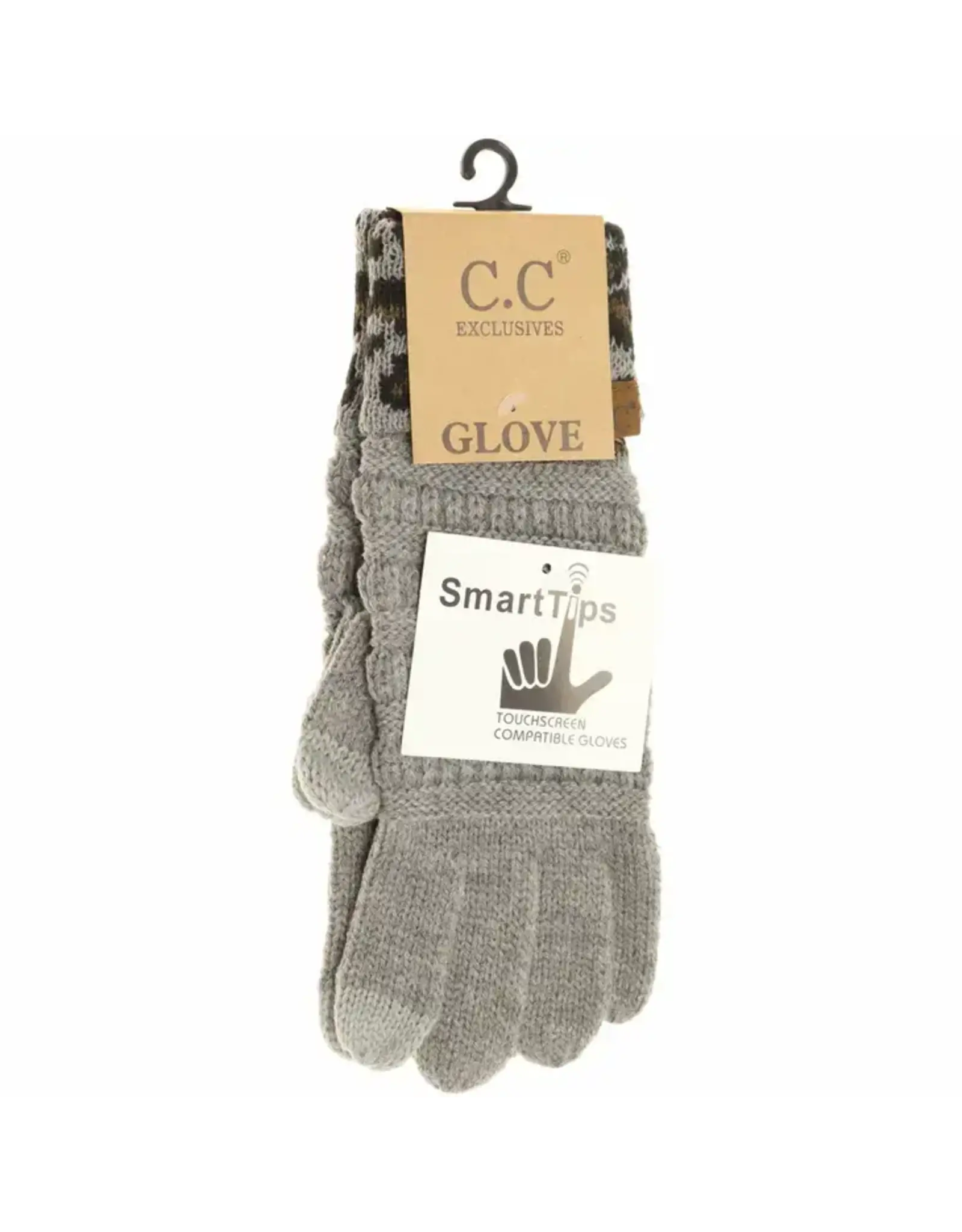 CC Leopard Knit Gloves - Lt Grey