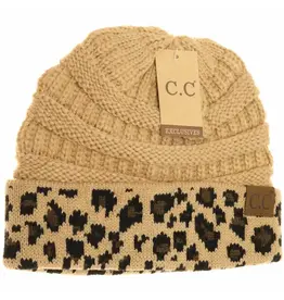 CC Leopard Beanie - Camel