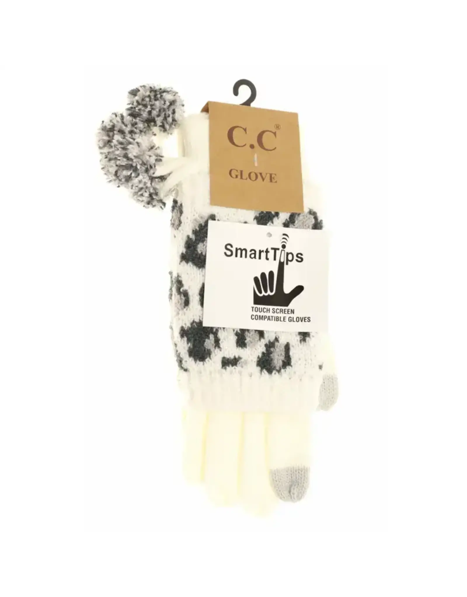 Leopard Cuffed CC Gloves - Ivory