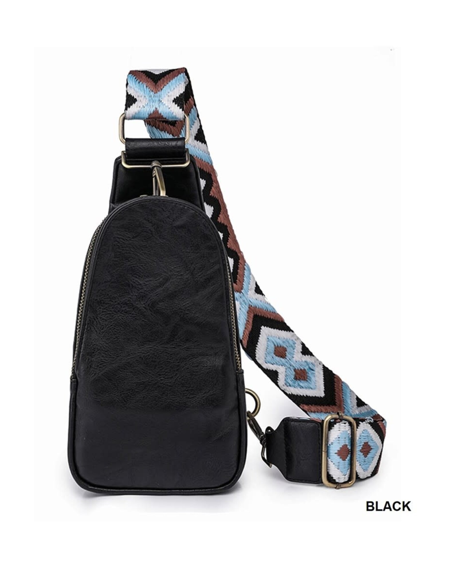 Black Vegan Leather Sling Bag